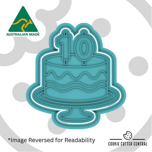 Cake with Number Ten Candle Cookie Cutter and Embosser - 7.6cm x 7.1cm