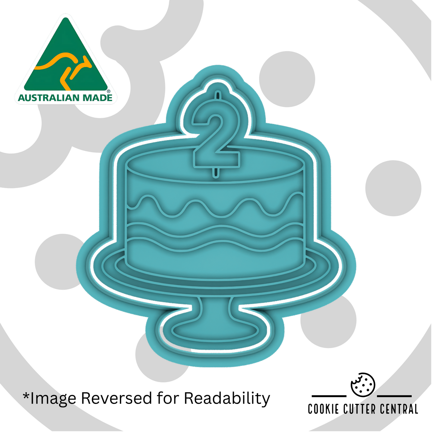 Cake with Number Two Candle Cookie Cutter and Embosser - 7.7cm x 7.1cm