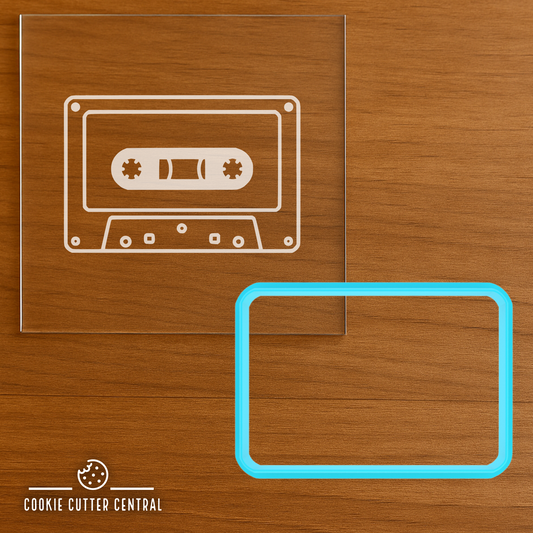 Cassette Tape Cookie Cutter and Acrylic Debosser - 5.2cm x 7.7cm