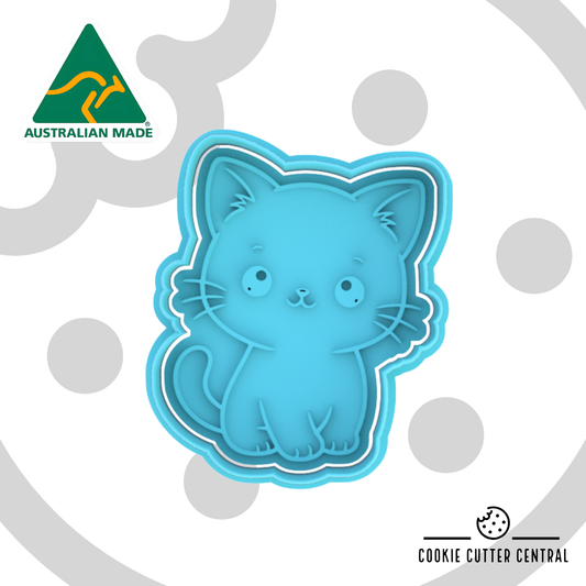 Cute Cat Cookie Cutter and Embosser - 8.4cm x 7cm