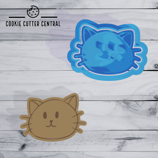Mini Cat Face Cookie Cutter and Embosser - 3.9cm x 5.4cm