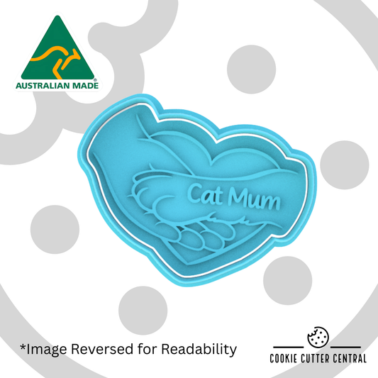Cat Mum with Paw Cookie Cutter and Embosser - 7.3cm x 9.3cm