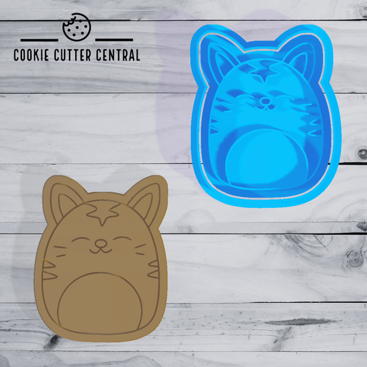 Cat Squishmallow Cookie Cutter and Embosser - 8cm x 6.4cm