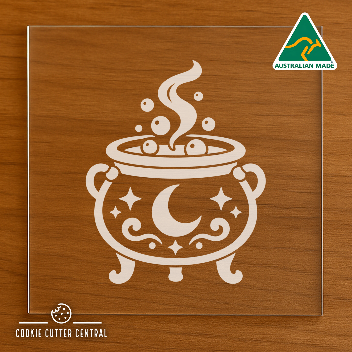 Cauldron Cookie Cutter and Acrylic Debosser- 8cm x 6.5cm