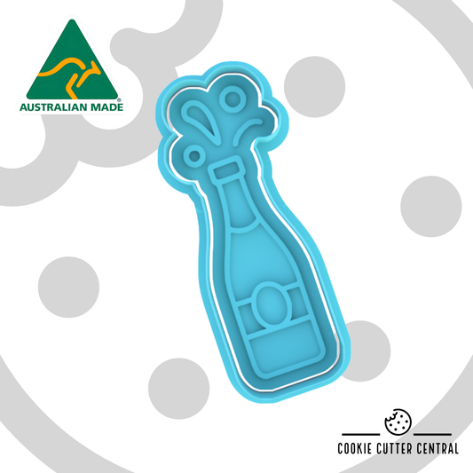 Champagne Bottle Cookie Cutter and Embosser - 10.9cm x 5.8cm