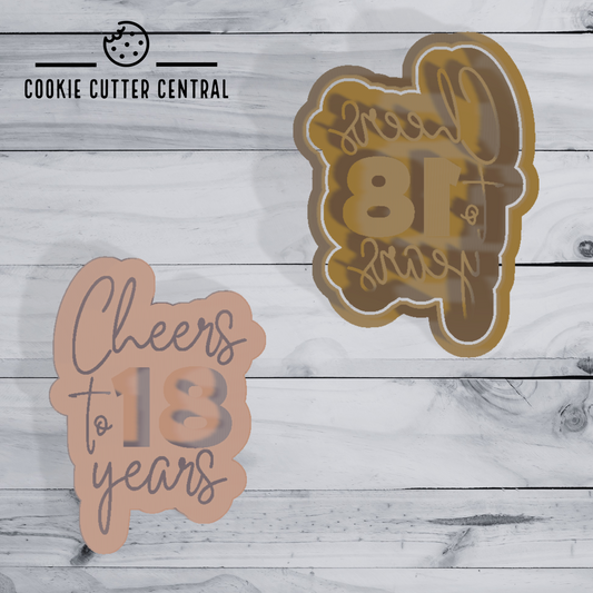 Cheers to 18 years Cookie Cutter and Embosser - 9.2cm x 6.7cm