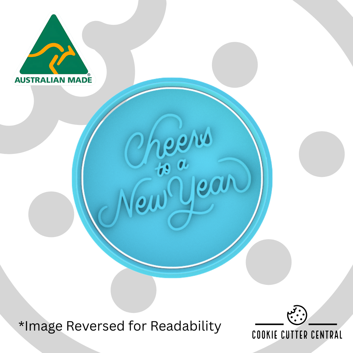 Cheers to a New Year Cookie Cutter and Embosser - 7.5cm Round