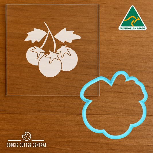 Cherry Tomatoes Cookie Cutter and Acrylic Debosser - 6.9cm x 7cm