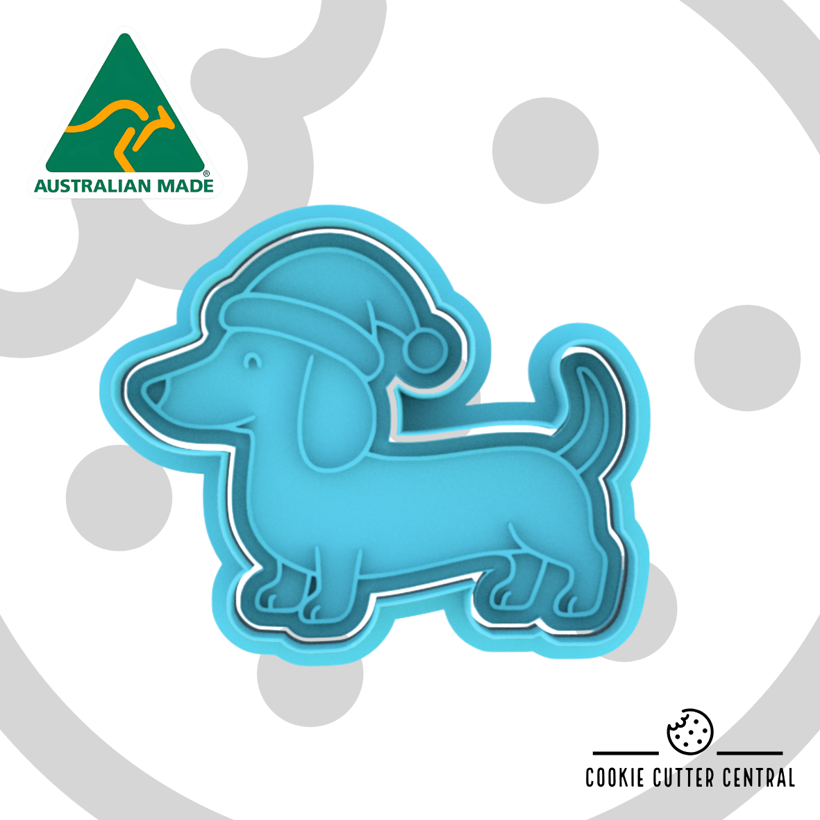 Christmas Sausage Dog Cookie Cutter and Embosser - 6.7cm x 8.2cm