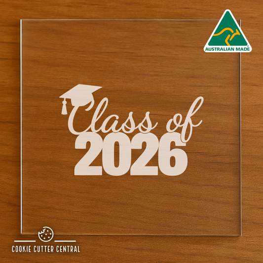 Class of 2026 Cookie Cutter and Acrylic Debosser (OPTION 1) - 7.5cm Round