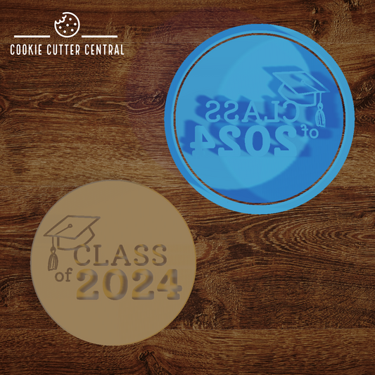 Class of 2024 Cookie Cutter and Embosser - 7.5cm Round