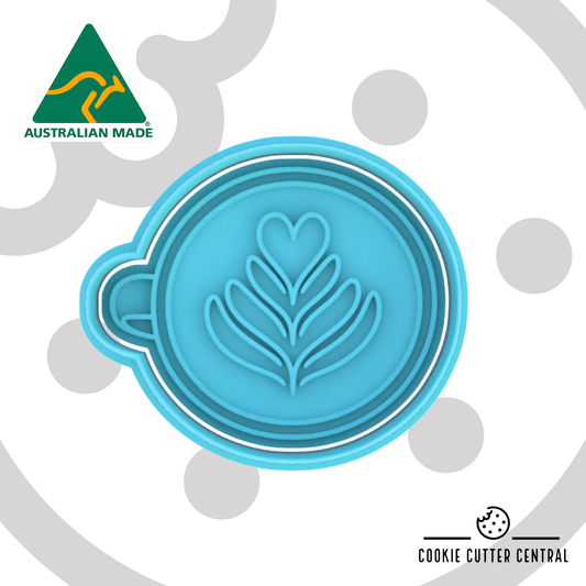 Coffee Art Cookie Cutter and Embosser - 6.2cm x 7.4cm