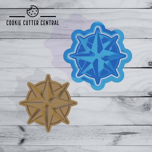 Compass Rose Cookie Cutter and Embosser Stamp - 5cm