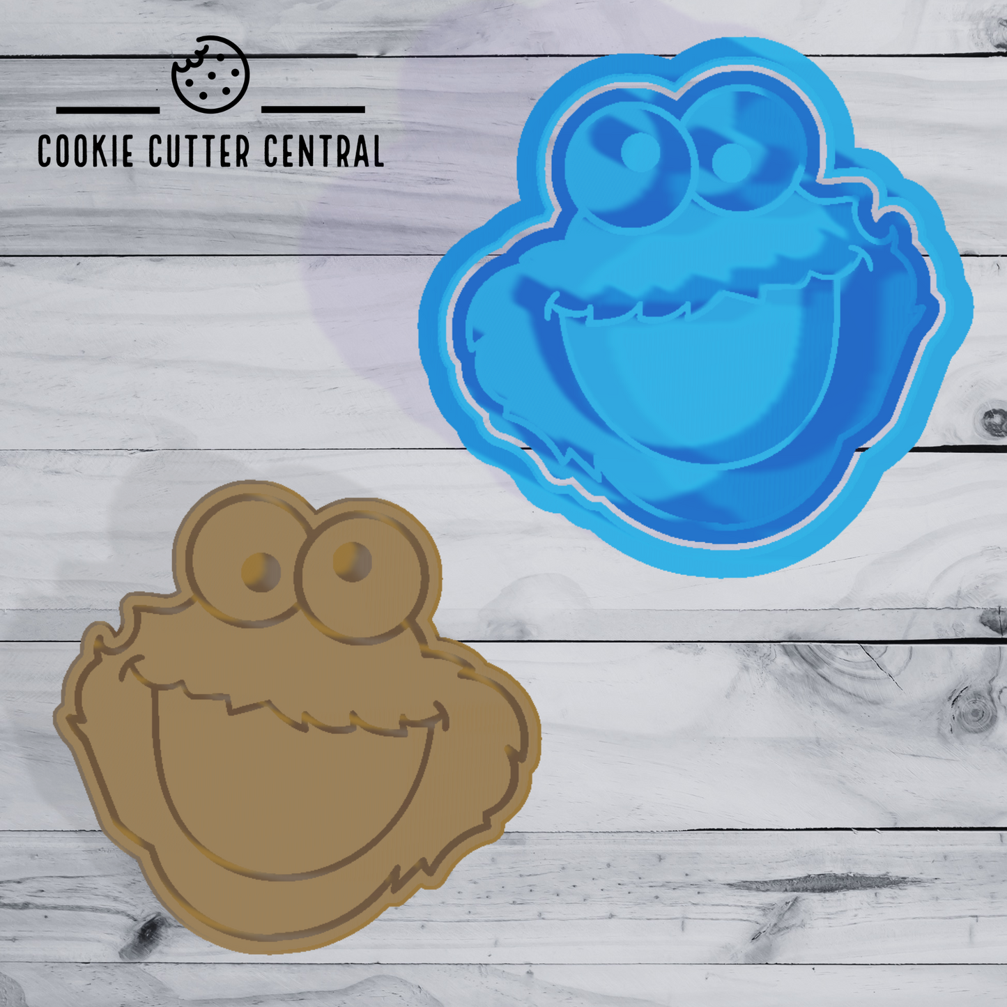 Cookie Monster Face Cookie Cutter and Embosser - 6.9cm x 7.1cm