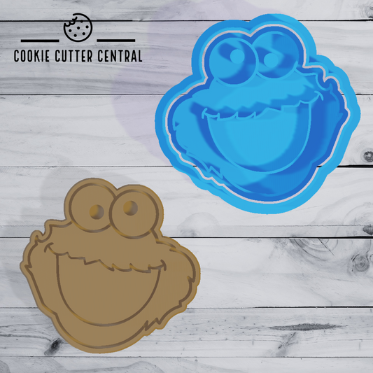 Cookie Monster Face Cookie Cutter and Embosser - 6.9cm x 7.1cm