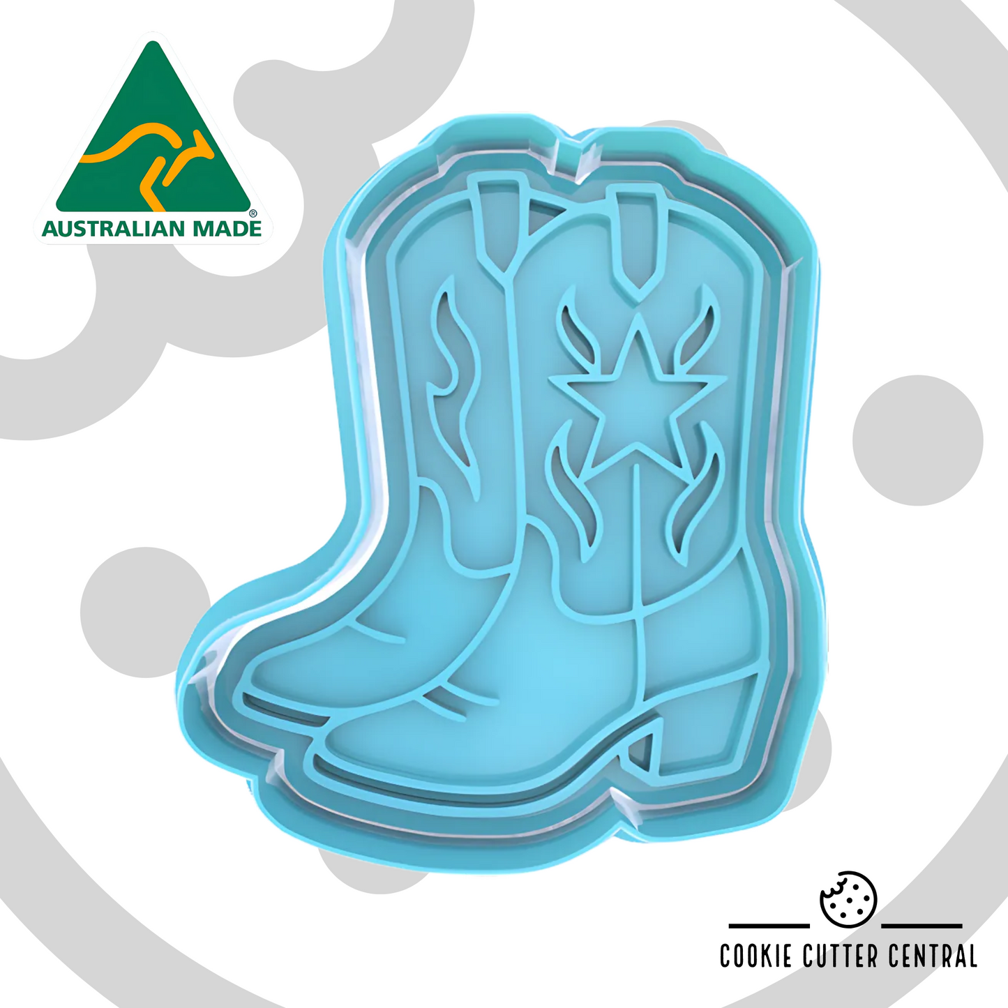 Cowgirl Boots Cookie Cutter and Embosser - 7.5cm x 6.3cm