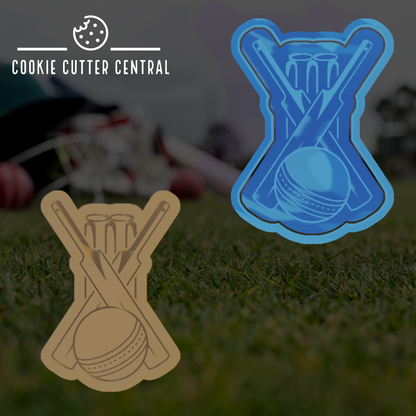 Cricket Set Cookie Cutter and Embosser - 9.5cm x 6.6cm