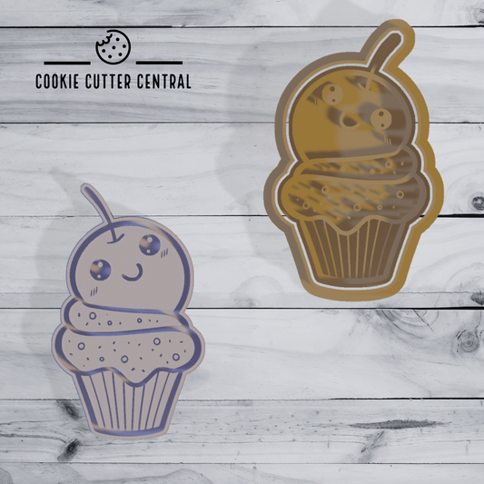 Cute Cupcake Cookie Cutter and Embosser - 9.1cm x 5.4cm