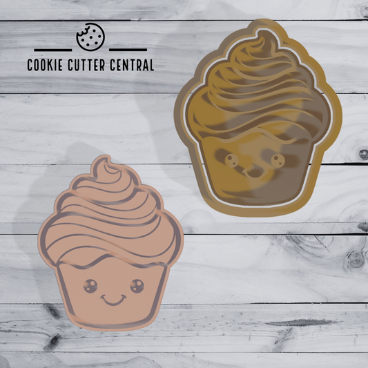 Cute Cupcake #2 Cookie Cutter and Embosser - 7.6cm x 6.3cm