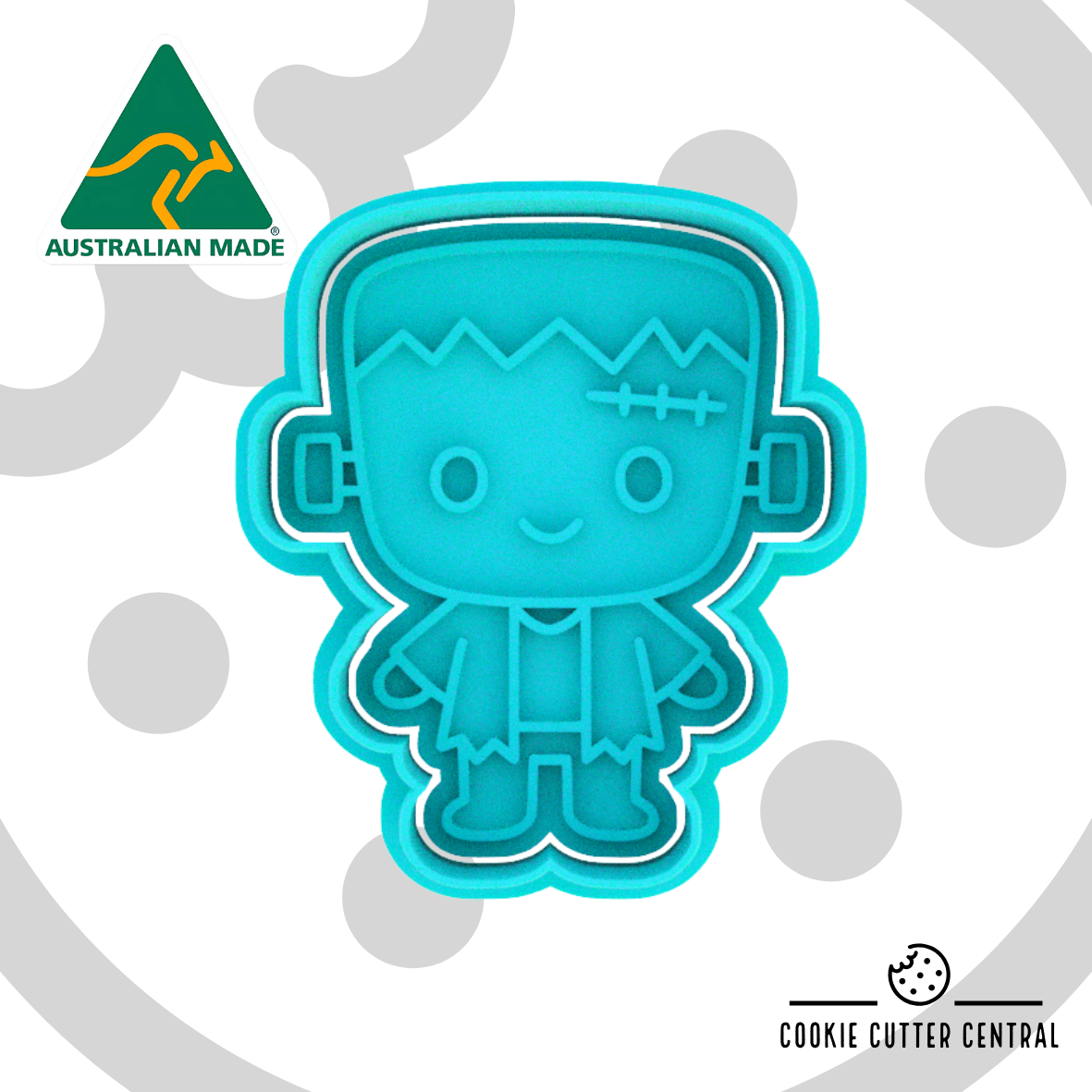 Cute Frankenstein Cookie Cutter and Embosser - 7.3cm x 6.3cm