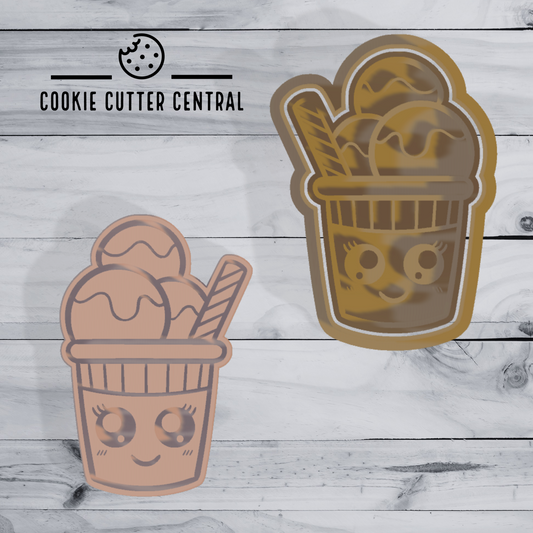 Cute Ice Cream Sundae Cookie Cutter and Embosser - 8.2cm x 5.6cm