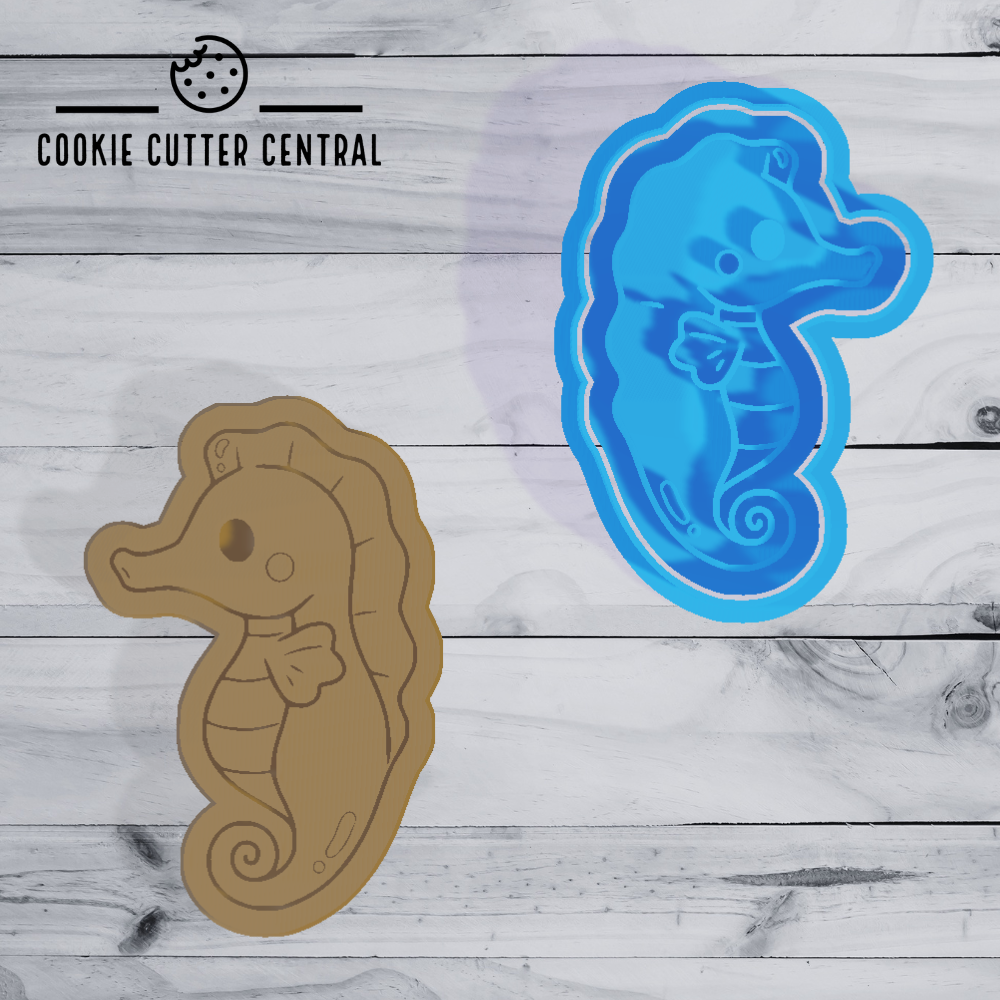 Cute Seahorse Cookie Cutter and Embosser - 8.7cm x 5.8cm
