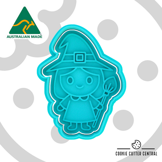 Cute Witch Cookie Cutter and Embosser - 8.3cm x 6.2cm
