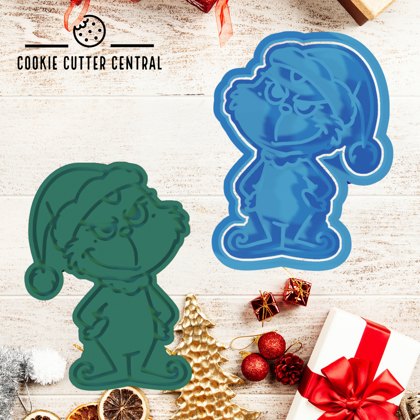 Cute Christmas Grinch Cookie Cutter and Embosser - 9.2cm x 6.7cm