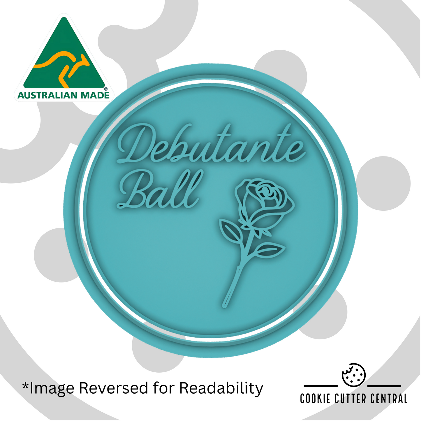 Debutante Ball with Rose Cookie Cutter and Embosser - 6.5cm Round