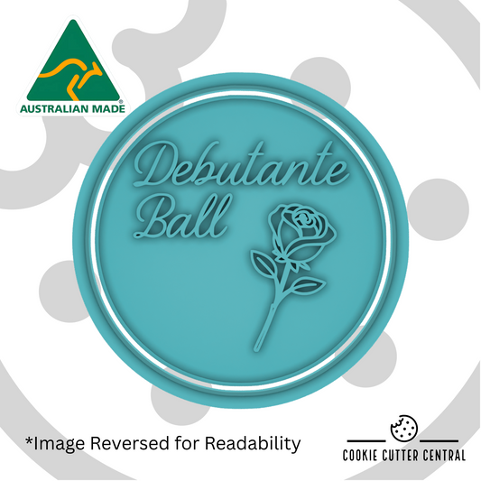 Debutante Ball with Rose Cookie Cutter and Embosser - 6.5cm Round
