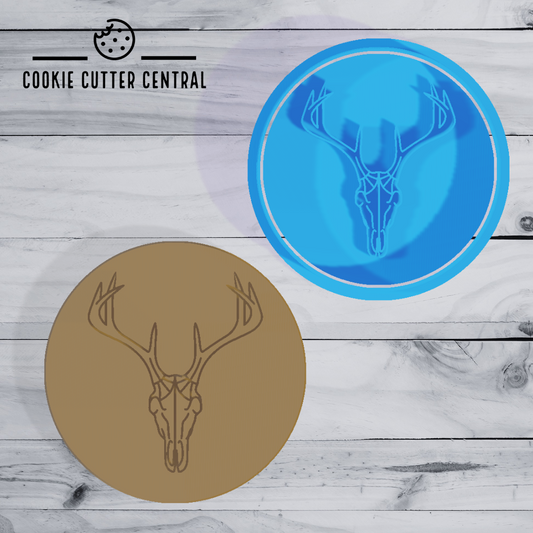 Deer Skull Cookie Cutter and Embosser - 7.5cm Round