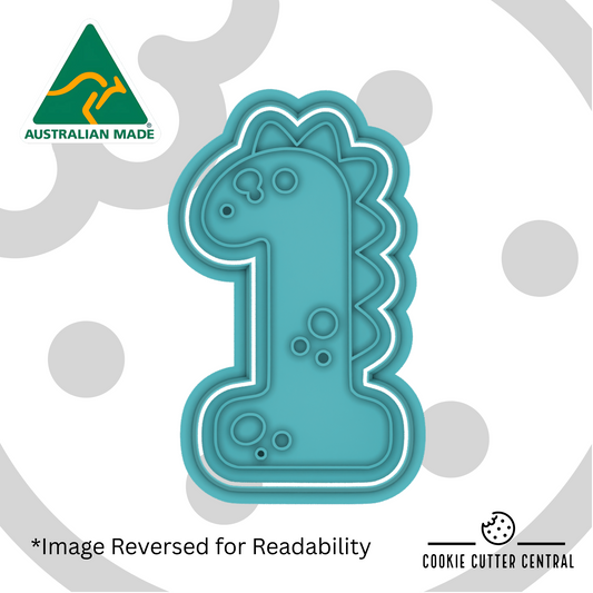 Dinosaur Number One Cookie Cutter and Embosser - 8.8cm x 5.1cm