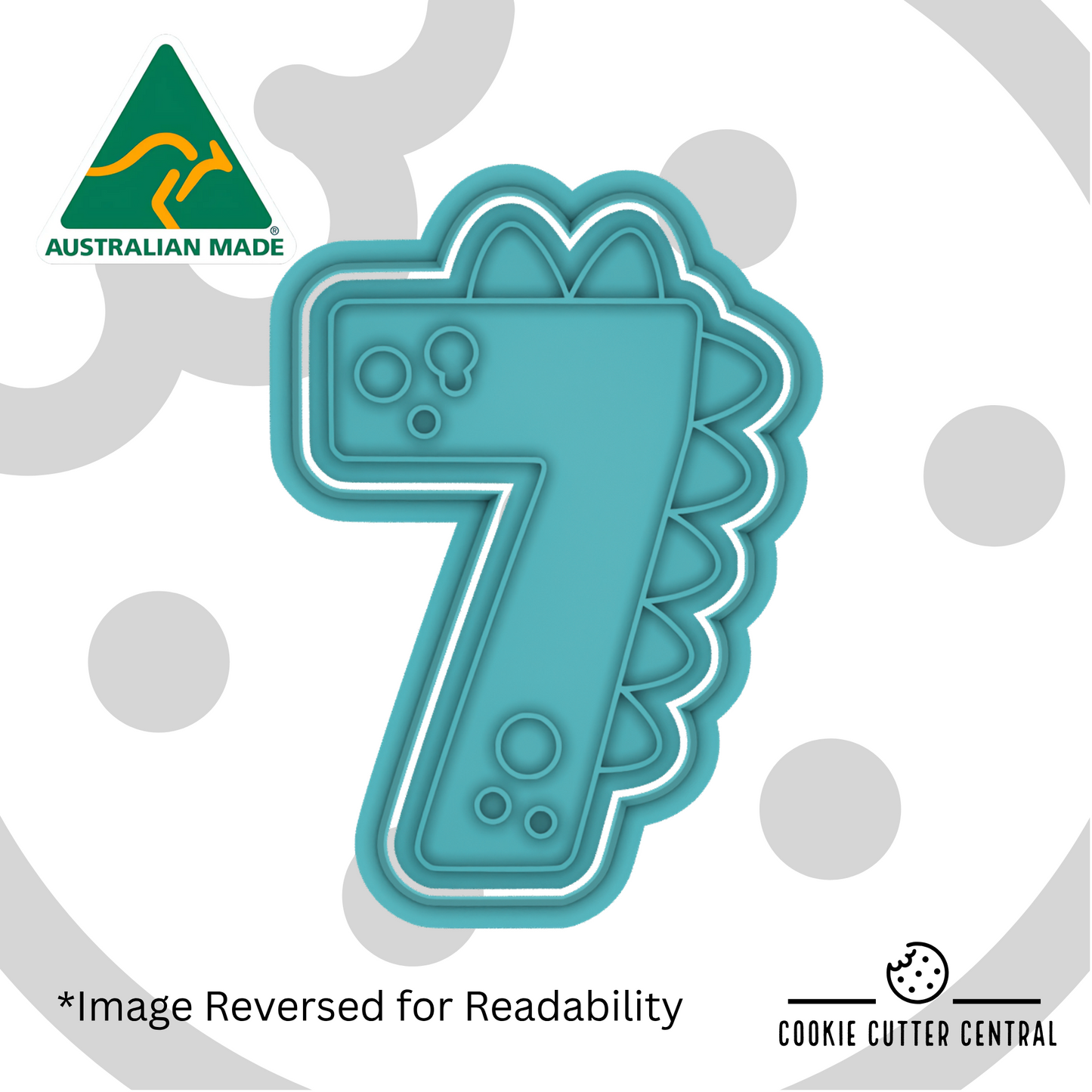 Dinosaur Number Seven Cookie Cutter and Embosser - 8.7cm x 6cm