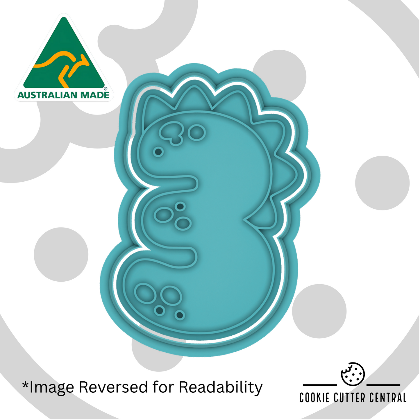 Dinosaur Number Three Cookie Cutter and Embosser - 7.9cm x 5.7cm