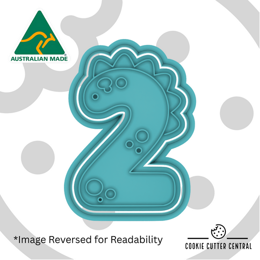 Dinosaur Number Two Cookie Cutter and Embosser - 8.1cm x 5.6cm