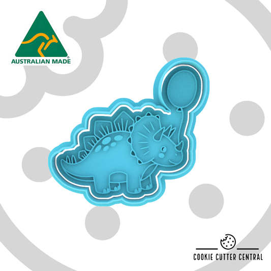 Dinosaur with a Balloon Cookie Cutter and Embosser - 7.5cm x 8.2cm