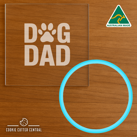 Dog Dad Cookie Cutter and Acrylic Debosser - 6.5cm Round