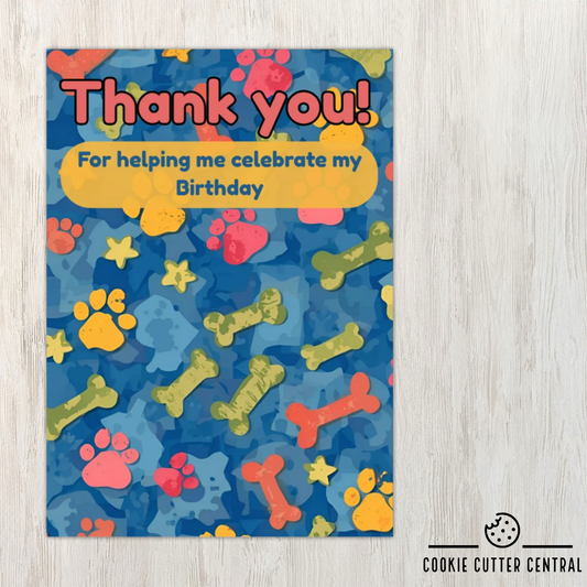 Dog Theme Thank You Cookie Backing Cards – Pack of 10