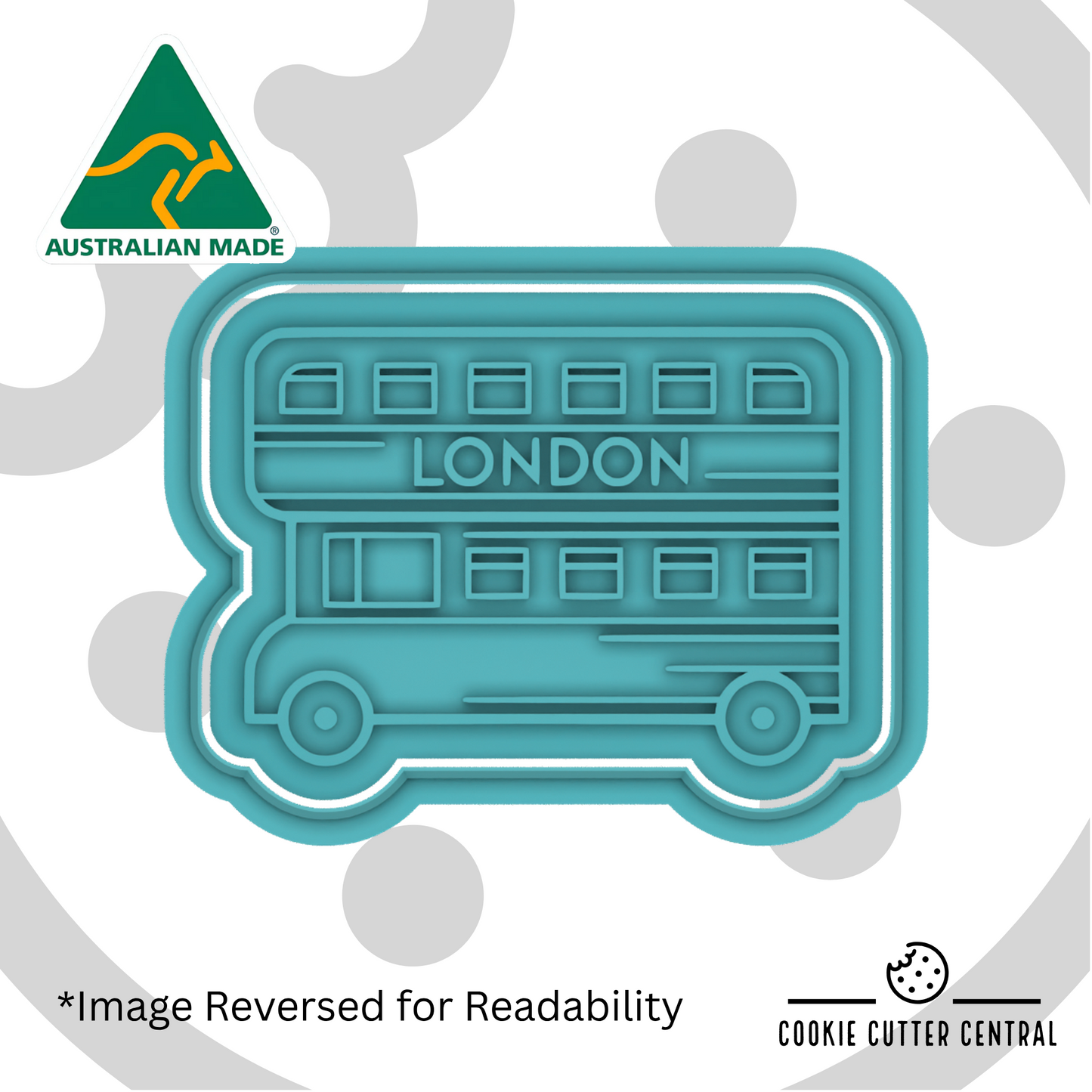Double Decker Bus Cookie Cutter and Embosser - 5.6cm x 7.4cm