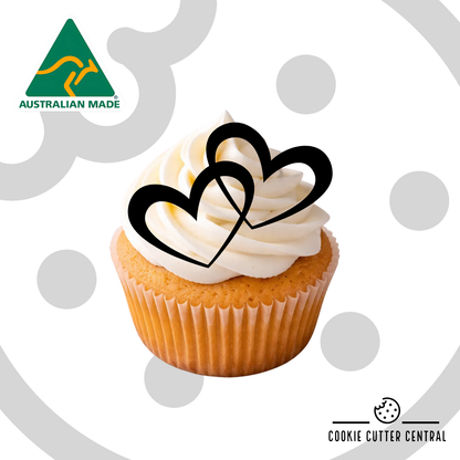 Double Heart Cupcake Toppers - 6 Pack - 5cm