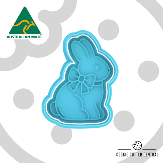 Chocolate Bunny with Bow Cookie Cutter and Embosser - 8.2cm x 6.2cm