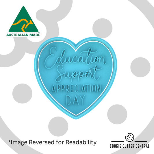 Education Support Appreciation Day Heart Cookie Cutter and Embosser - 7.8cm