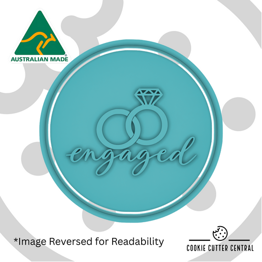 Engaged with Rings Cookie Cutter and Embosser - 7.5cm Round