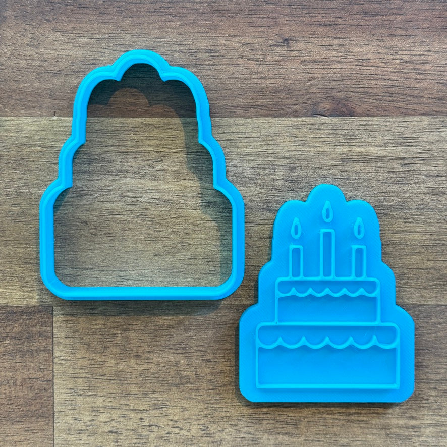 Birthday Cake (Design 2) Cookie Cutter and Embosser - 7.4cm x 5.9cm