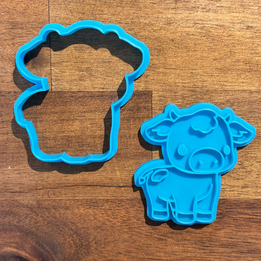 Cow Cookie Cutter and Embosser - 7.2cm x 6.8cm