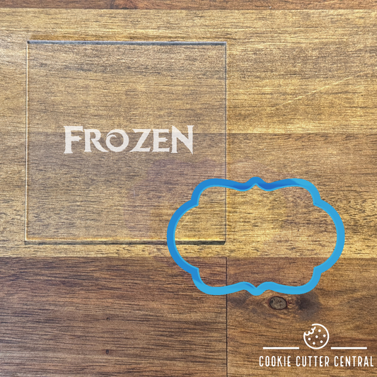 Frozen Text Cookie Cutter and Acrylic Debosser - 8cm x 5.1cm