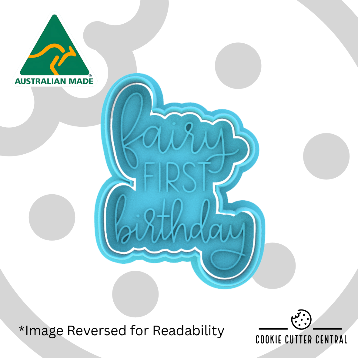 Fairy First Birthday Cookie Cutter and Embosser - 8.1cm x 6.2cm