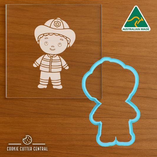 Fireman Cookie Cutter for Acrylic Debosser - 9.4cm x 5.9cm