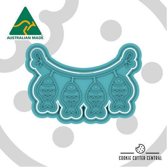 Fish Bunting Cookie Cutter and Embosser - 5.8cm x 8.8cm