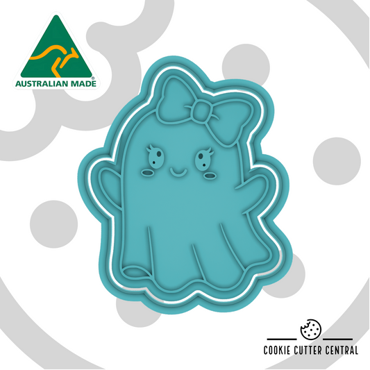 Ghost with Bow Cookie Cutter and Embosser - 8.8cm x 7.2cm